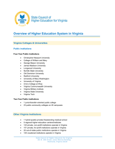 Overview of Higher Education System in Virginia