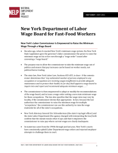 New York Department of Labor Wage Board for Fast