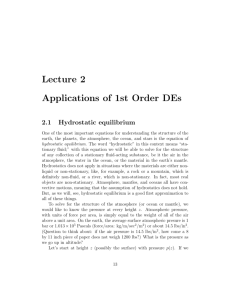 Lecture 2 Applications of 1st Order DEs