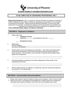 Student Disability Information/Verification form