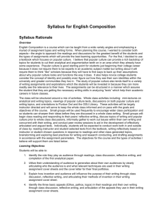 Syllabus for English Composition