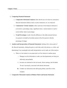 Chapter 3 Notes 1. Comparing Financial Statements a. Comparative