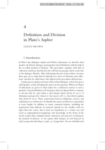 Definition and Division in Plato's Sophist