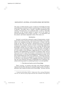 SOCRATES'S AVOWAL OF KNOWLEDGE REVISITED