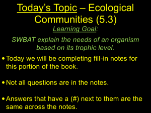 Today's Topic Ecological Communities