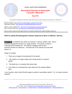 Warrantless Searches of Aubomobile Computer Black Box