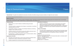Topic 6: Chemical kinetics 7 hours