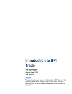 Introduction to BPI Trade