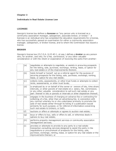 Chapter 2 Individuals in Real Estate License Law LICENSEE