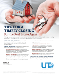 Tips for a Timely Closing - Real Estate Agent.indd