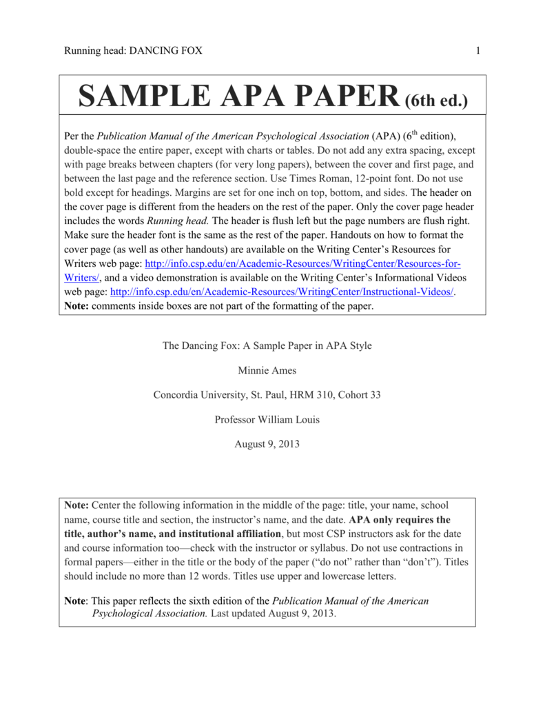 apa format paper 6th edition