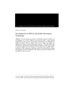 Developments in HIPAA and Health Information Technology