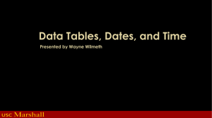 Data Tables, Dates, and Time