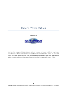 Excel's Three Tables