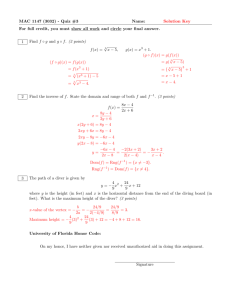 MAC 1147 (3032) - Quiz #3 Name: Solution Key For full credit, you