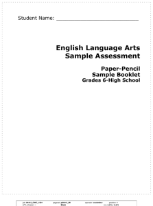ELA Paper Pencil Sample Test Booklet Grades 6