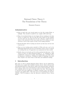 Rational Choice Theory I: The Foundations of the Theory