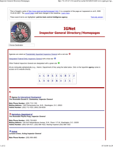 Inspector General Directory/Homepages