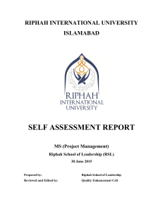 SELF ASSESSMENT REPORT - Riphah International University