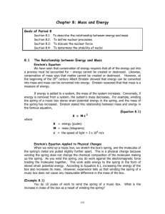 Chapter 8: Mass and Energy