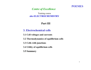 POEMES Centre of Excellence Part III 3. Electrochemical cells