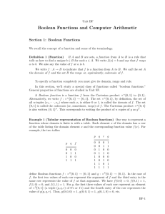 Boolean Functions and Computer Arithmetic
