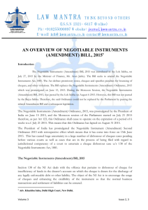 an overview of negotiable instruments (amendment) bill, 2015