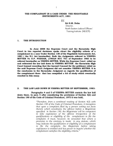 the complainant in a case under the negotiable instruments act, 1881