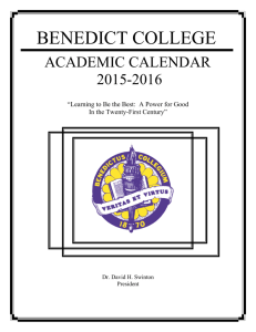 ACADEMIC CALENDAR - Benedict College