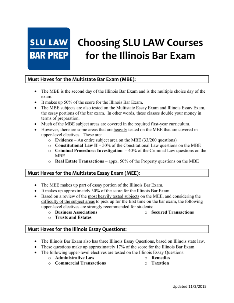 Choosing SLU LAW Courses for the Illinois Bar Exam