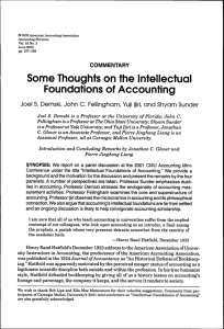 Some Thoughts on the Intellectual Foundations of Accounting