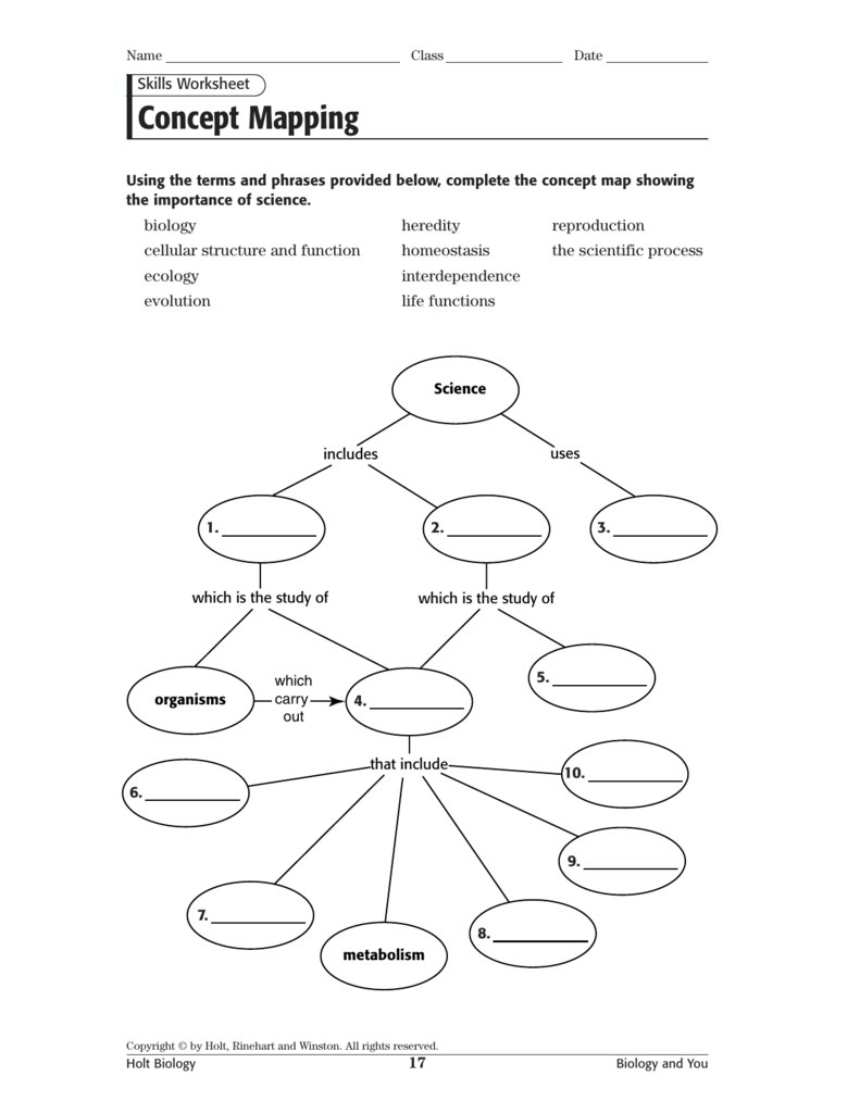 Concept Mapping Throughout Cell Concept Map Worksheet Answers