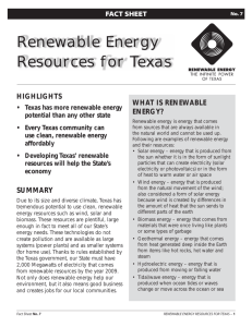 Renewable Energy Resources for Texas