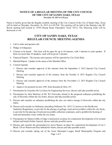 city of sandy oaks, texas regular council meeting agenda