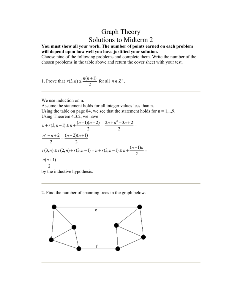 Graph Theory Solutions To Midterm 2