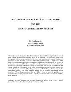 The Supreme Court, Critical Nominations, and the Senate