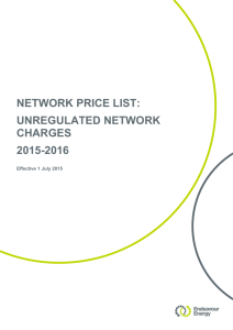 network price list: unregulated network charges 2015-2016