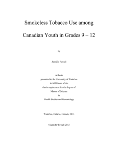 Smokeless Tobacco Use among Canadian Youth