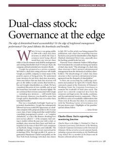 Dual-class stock: Governance at the edge