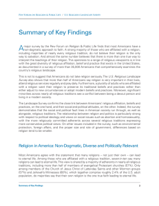 Summary of Key Findings - Pew Research Center: Religion & Public Life