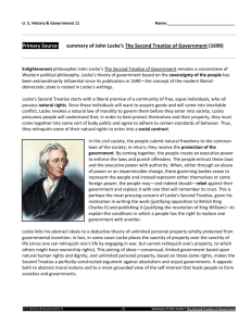 summary of John Locke's The Second Treatise of Government