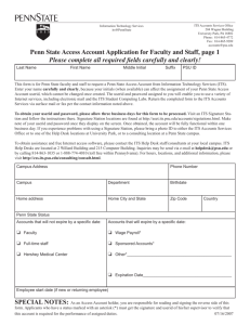 Penn State Access Account Application for Faculty and Staff, page 1
