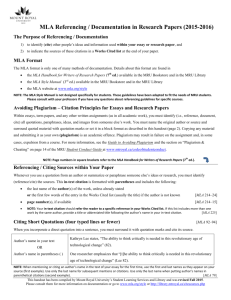 MLA Referencing / Documentation in Research Papers (2015