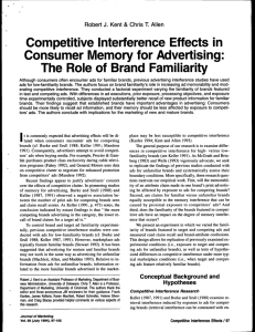 Competitive Interference Effects in Consumer iVIemory for Adyertising
