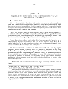 SCHEDULE Y REQUIREMENT AND GUIDELINES ON CLINICAL