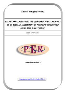 Exemption Clauses and the Consumer Protection