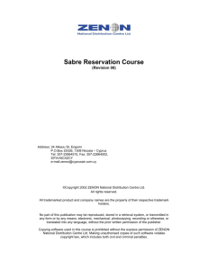 Sabre Reservation manual