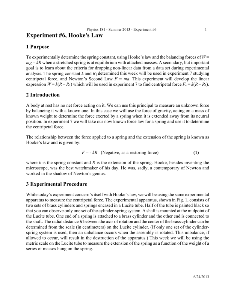 hooke law experiment lab report
