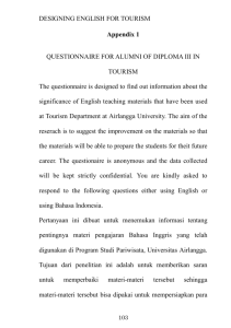 DESIGNING ENGLISH FOR TOURISM Appendix 1