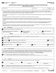 SCHEDULE 546 CORPORATIONS INFORMATION ACT ANNUAL